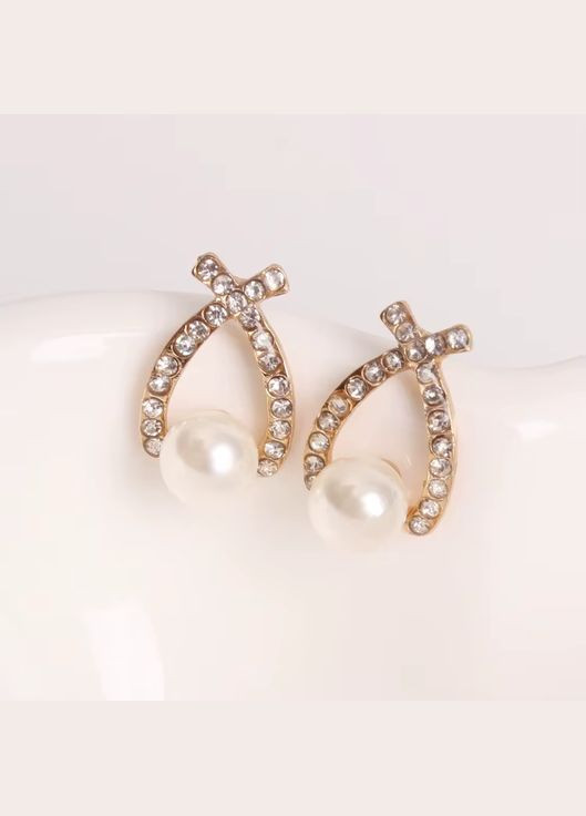 Сережки перлинні перли кристали у вигляді крапель з перлинами No Brand (338436087)