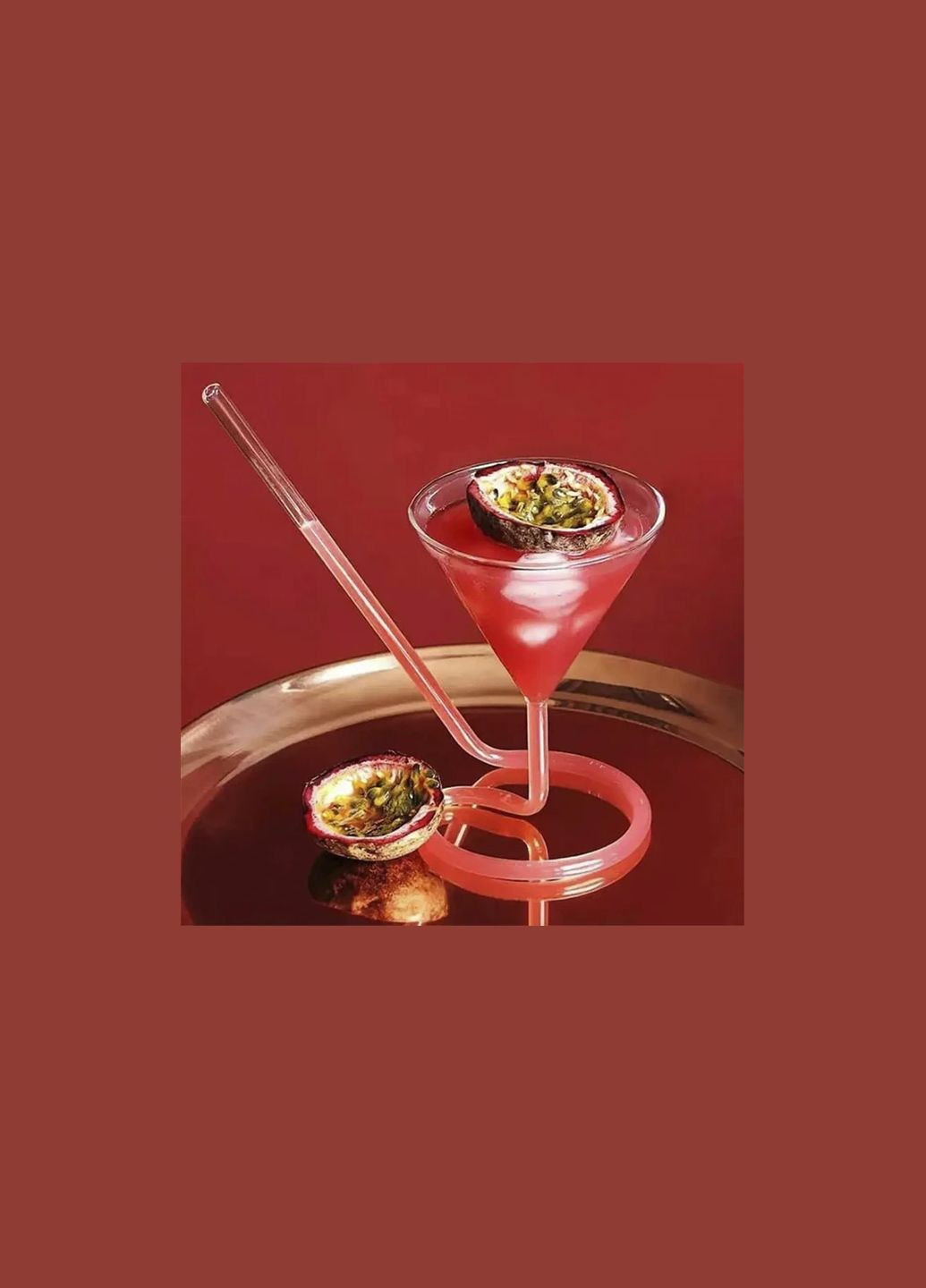 Спиральный бокал для вина или коктейлей с ножкой-трубочкой 100мл No Brand (317204193)