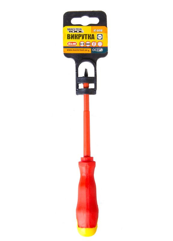 Викрутка діелектрична шліцева SL4х100 мм 1000 V 47-0410 Mastertool (364964923)
