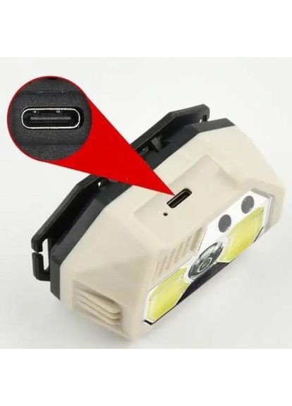 Налобный фонарь аккумуляторный 2 фонаря COB красный свет USB Type-C для туристов и рыбалки с сенсорным переключателем ProDobro (365443093)