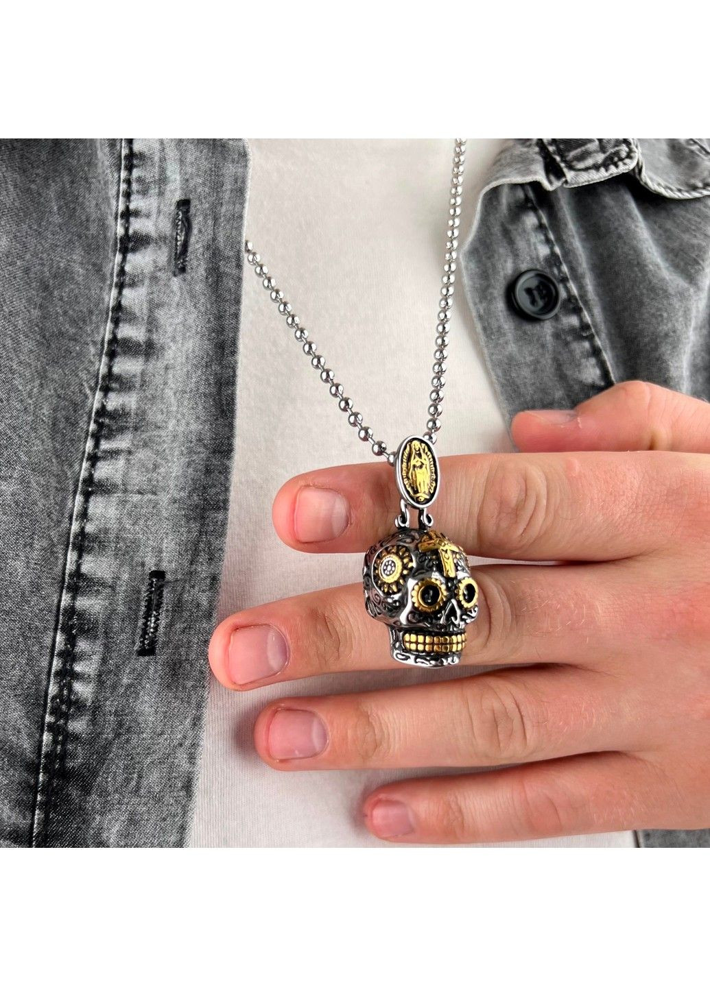 Готичний панк кулон хрест череп з медичної сталі PS-100 No Brand (299340316)