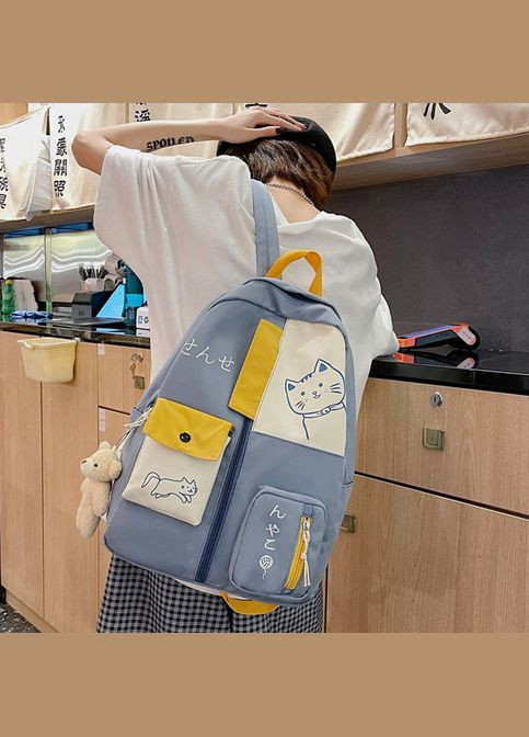 Рюкзак 10450 мужской женский детский школьный портфель голубой No Brand (326487652)