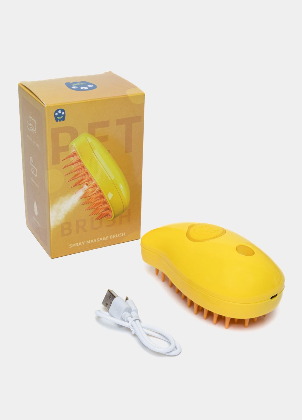 Электрическая паровая щётка-массажер PET SPRAY MASSAGE BRUSH – SPA-уход для вашего питомца желтая No Brand (317298103)