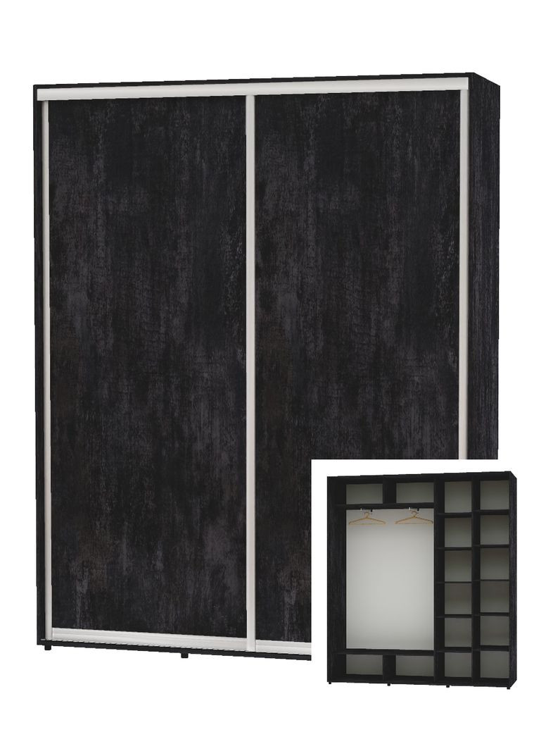 Шафа-купе дводверна 200*45*230 Бетон темний 2 двері ДСП Алекса (360478080)