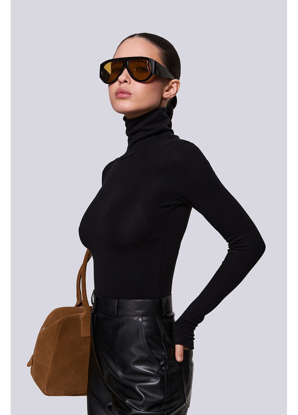 Боди с высоким воротником XS Серый меланж 82 Papaya (371770707)