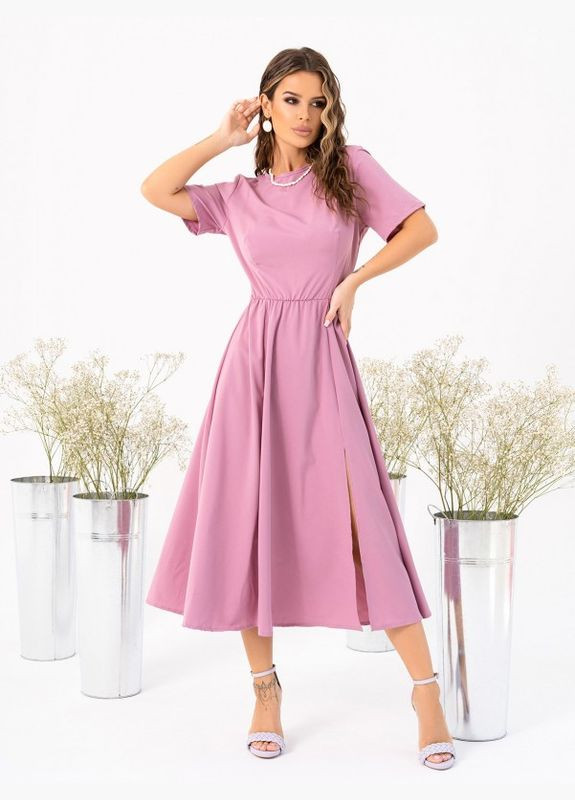 Розовое платье 14031 розовое ISSA PLUS однотонное