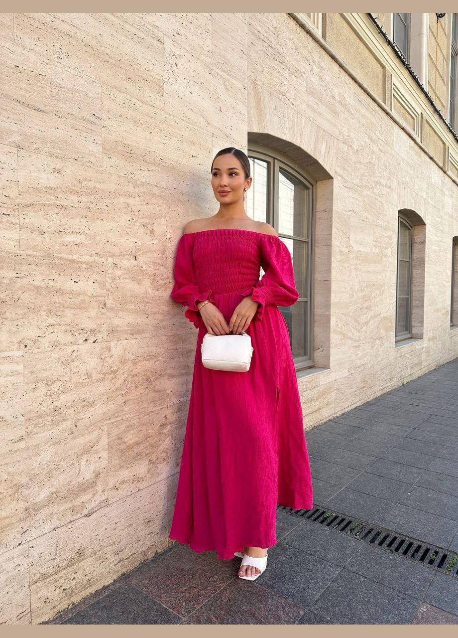 Малиновое повседневный платье с разрезом длины макси MonCher