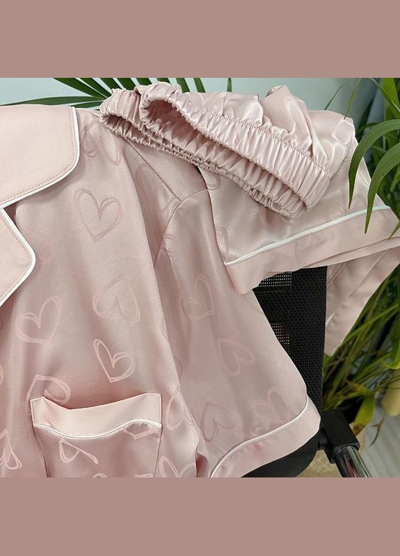 Розовая женская пижама victoria розовый рубашка + шорты No Brand