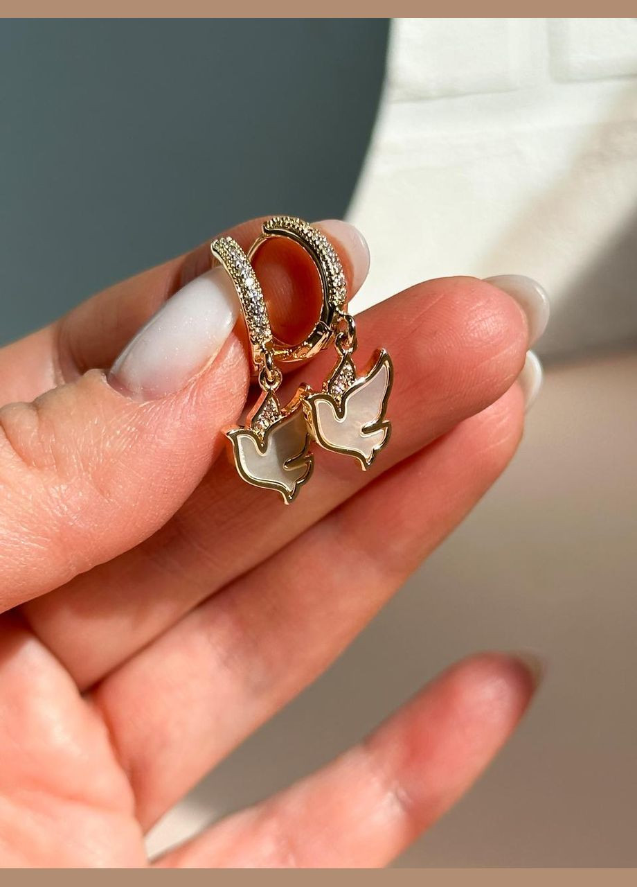 Набор женских украшений чокер и серьги натуральный жемчуг и голубки подарок женщине h=36 см No Brand (369505286)