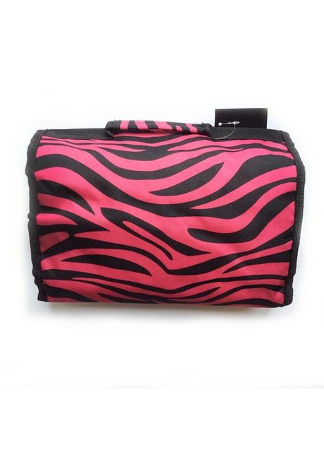 Дорожня косметичка на металевій вішалці (рожева в смужку) No Brand (298866782)