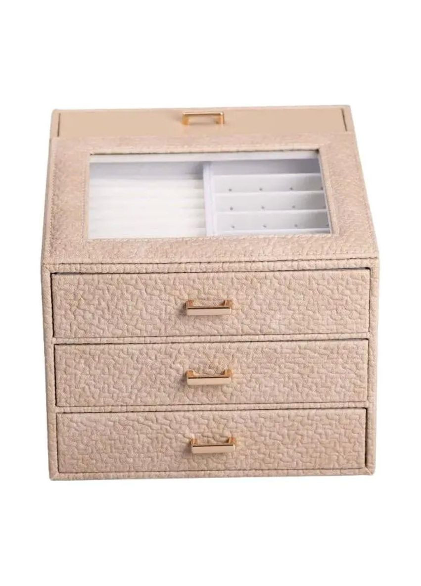 Скринька для прикрас з еко шкіри 3 яруси органайзер для ювелірних виробів HP-5-16CR Yiwu (370801415)