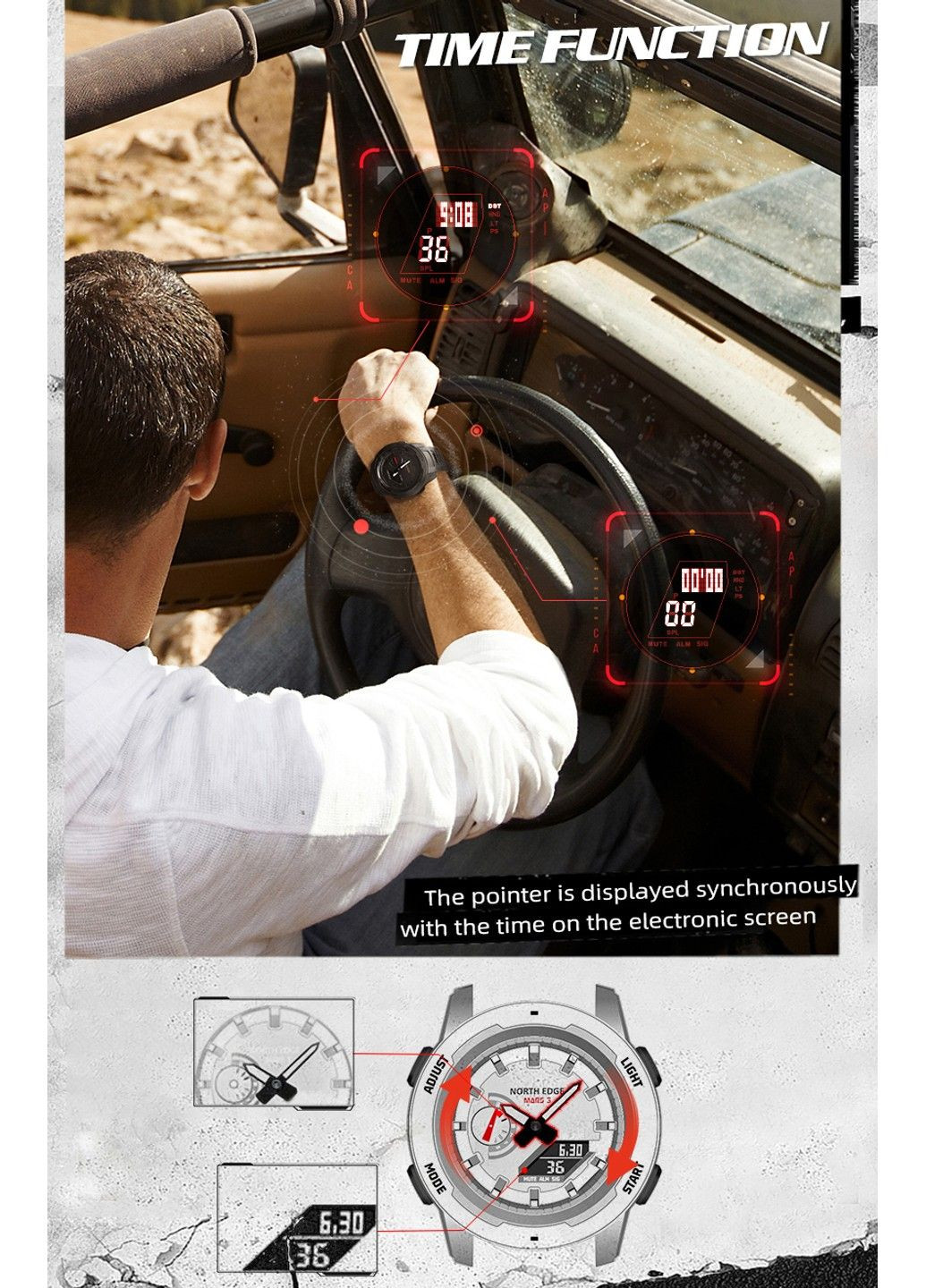 Чоловічий тактичний водостійкий годинник Mars3 North Edge (299153000)