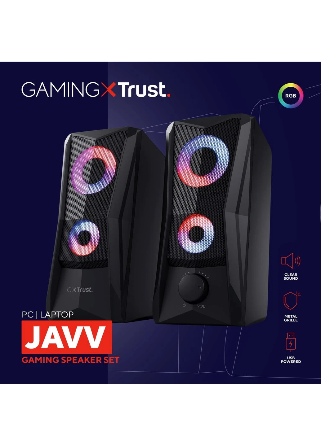 Акустическая система GXT 606 Javv 2.0, USB/AUX, RGB, черный (643749) Trust (383395123)