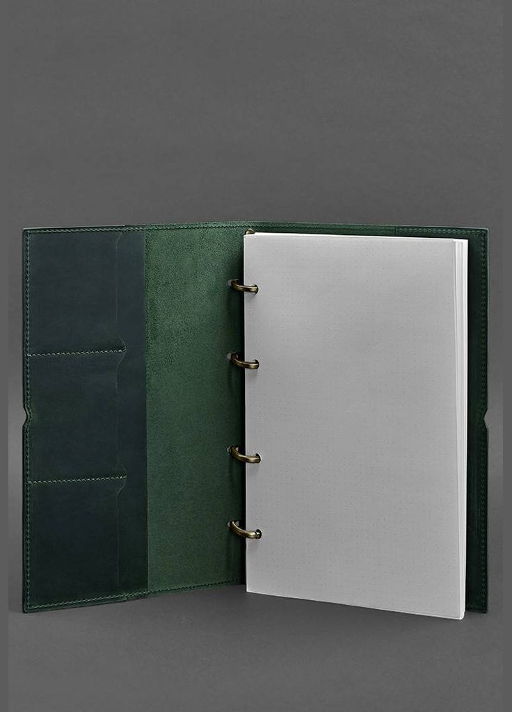 Кожаный блокнот А4 на кольцах ("Софт-бук") 9.0 в мягкой обложке зелёный "Crazy Horse" (A-027498) BlankNote (328961496)