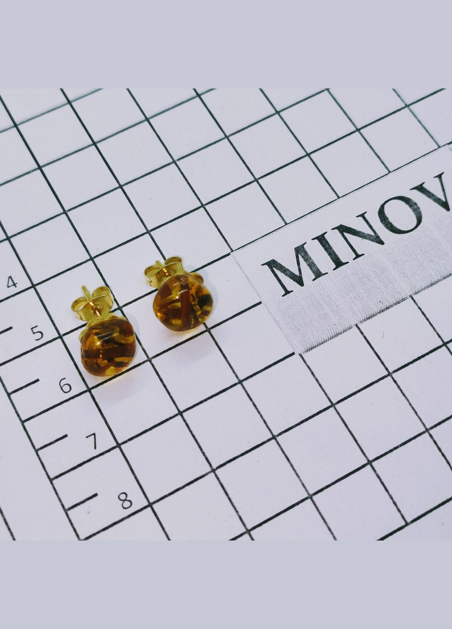 Сережки 3190 «гвоздики» з натурального бурштину. MINOV (329058247)