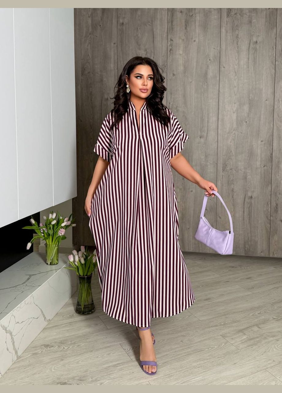Бордова святковий, повсякденний жіноча сукня вільного крою у смужку Avanti в смужку