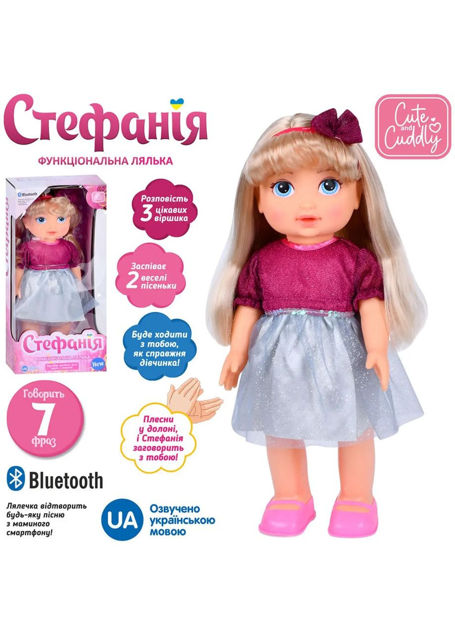 Лялька Стефанія (висота 40см, реагує на хлопок, музику, ходить, на батарейці) Limo Toy (304712655)