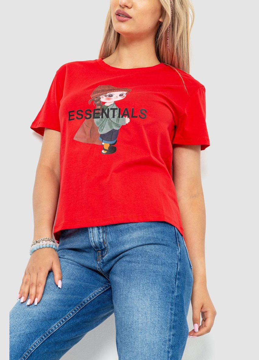 Коралловая демисезон футболка женская с принтом, цвет бежевый, Ager