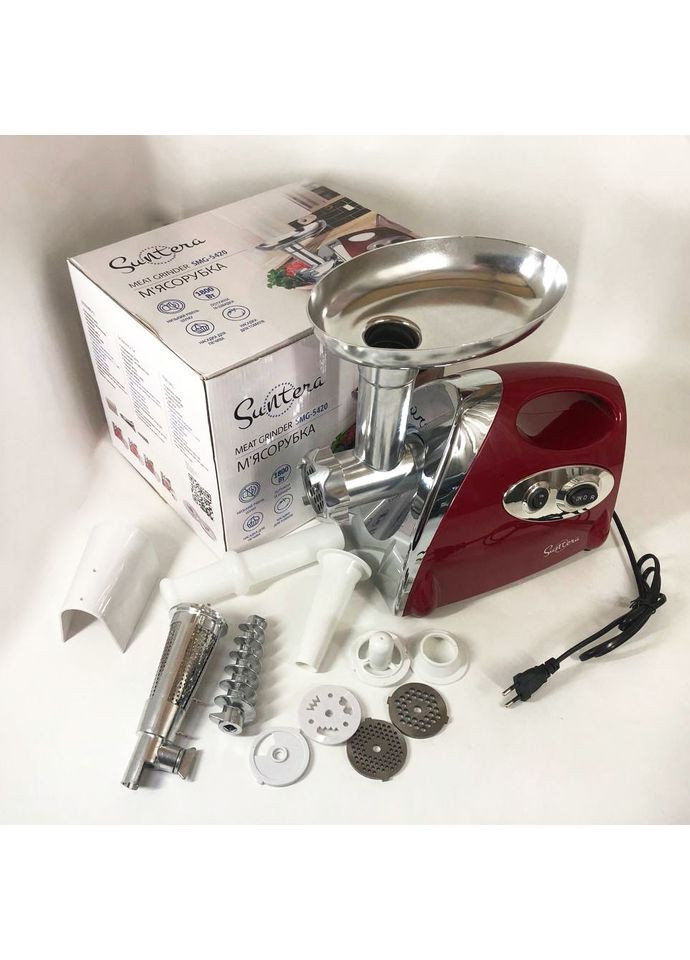 Мясорубки для колбасы SMG-5420R 1800 Вт, Мясорубки с металлическими шестернями AN-562 в редукторе Suntera (349512116)