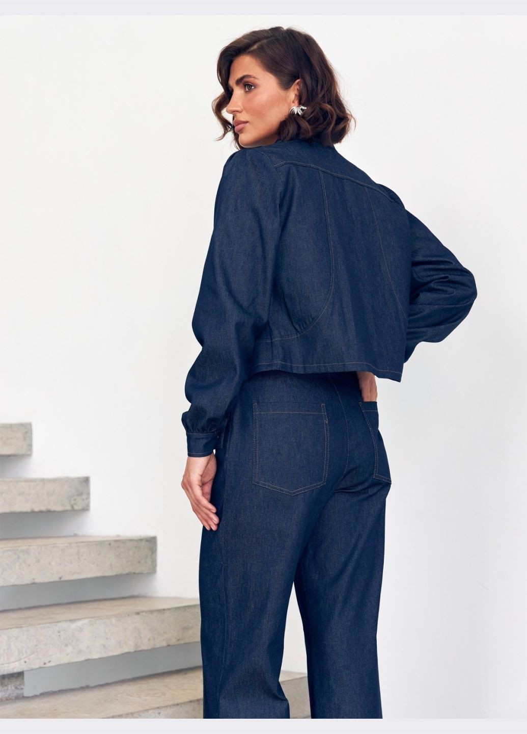 джинсовые брюки прямого кроя тёмно-синие Dressa (304610240)