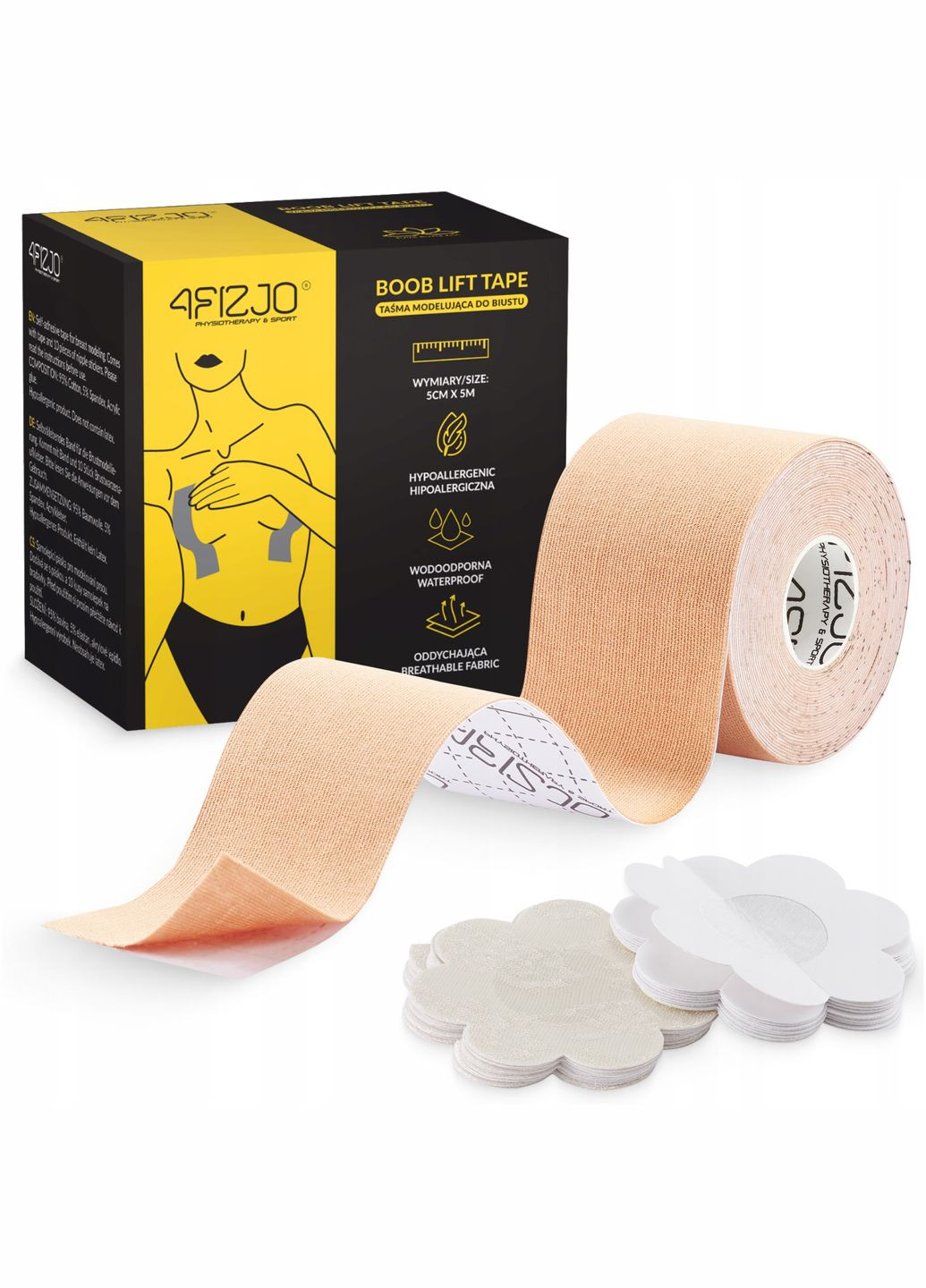 Лента-тейп для моделирования бюста 5 см x 5 м + 10 хлопковых накладок Beige () 4FIZJO P-5905973401494 (337363760)