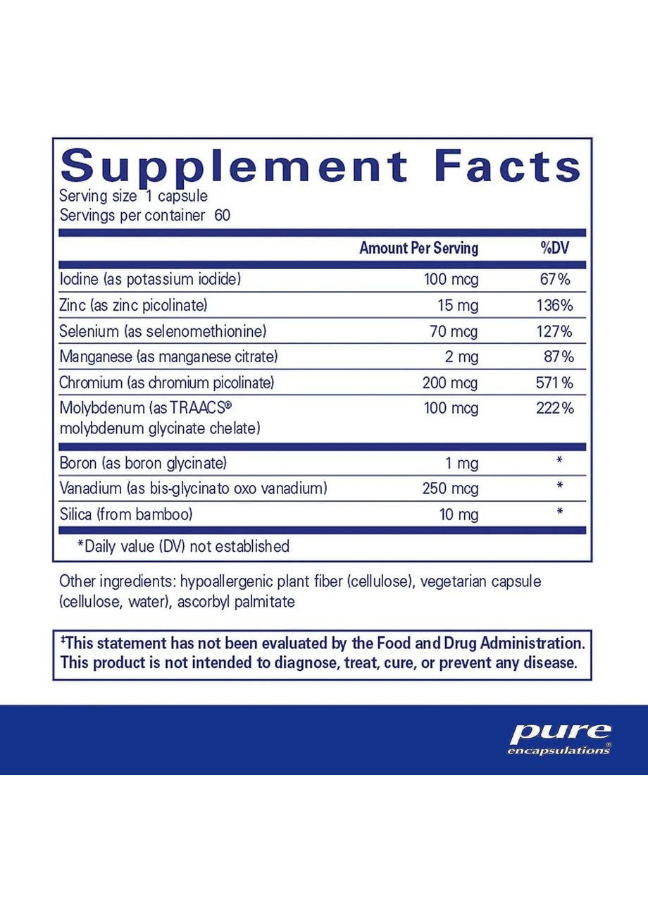 Трасувальні мінерали (Trace Minerals) 60 капсул Pure Encapsulations (361114902)