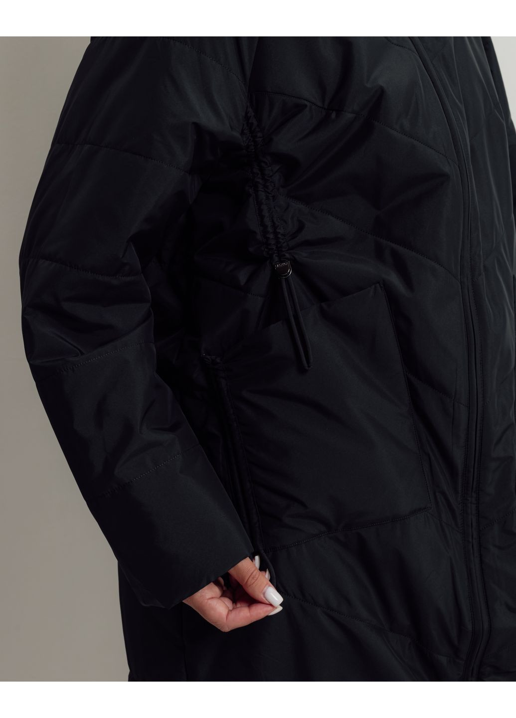 Чорна демісезонна куртка довга демісезонна Jc.Rosy Pink