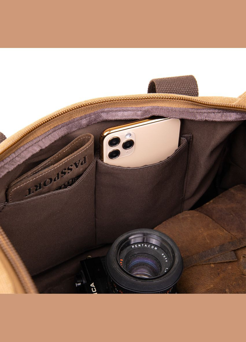Дорожная сумка текстильная 20666 Коричневая. Vintage (297129755)