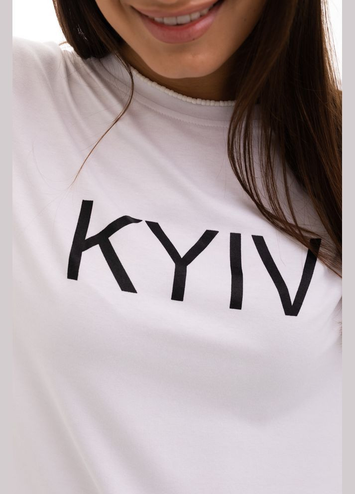 Жіноча біла футболка з написом Kyiv Arjen - (294907175)