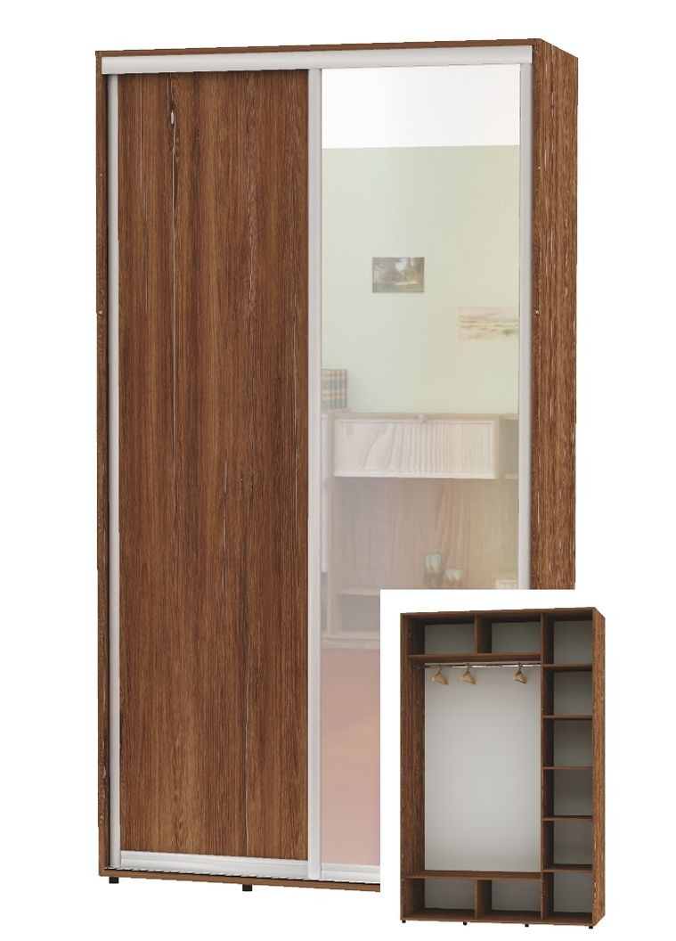 Шафа-купе дводверна 160*60*250 Дуб вінтаж ДСП/Дзеркало Алекса (360451591)