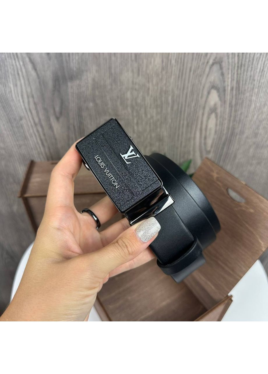 Мужской кожаный ремень автомат поясной пояс черный из натуральной кожи с автоматической пряжкой Turkey (358202839)