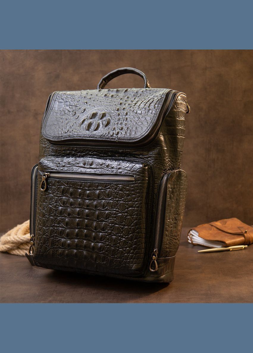 Рюкзак чоловічий шкіряний під рептилію 20431 Чорний Vintage (301871727)