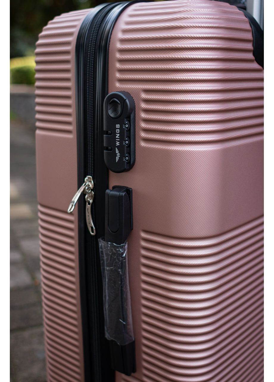 Чемодан пластиковый большой L размер, цвет черный Wings 5398 (365715877)