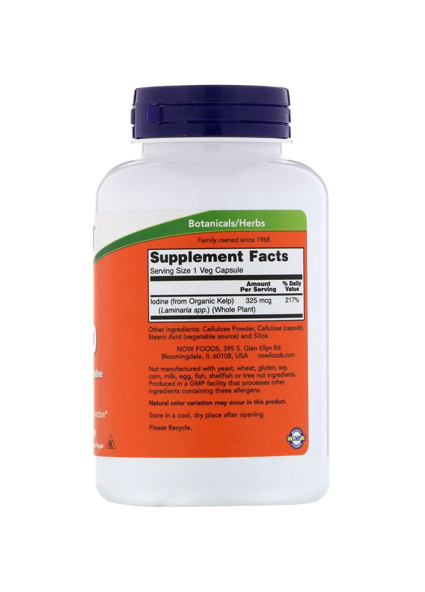 Натуральный Йод, (Ламинария), Kelp,, 250 капсул Now Foods (326054821)