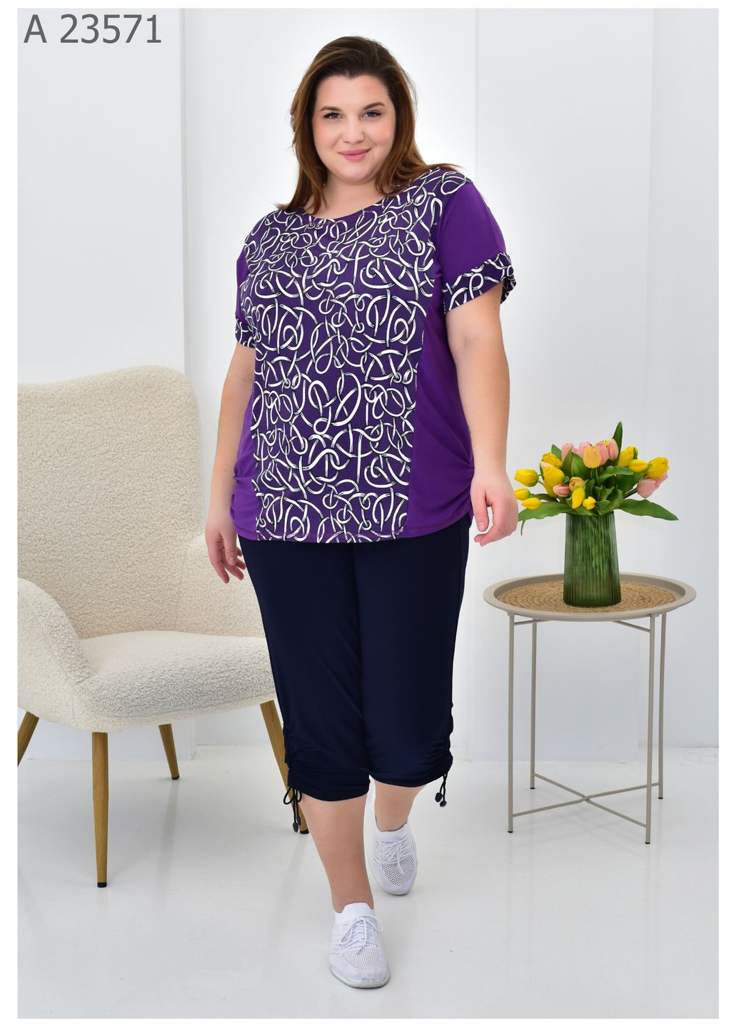 Жіночий літній костюм великого розміру SK (324559578)