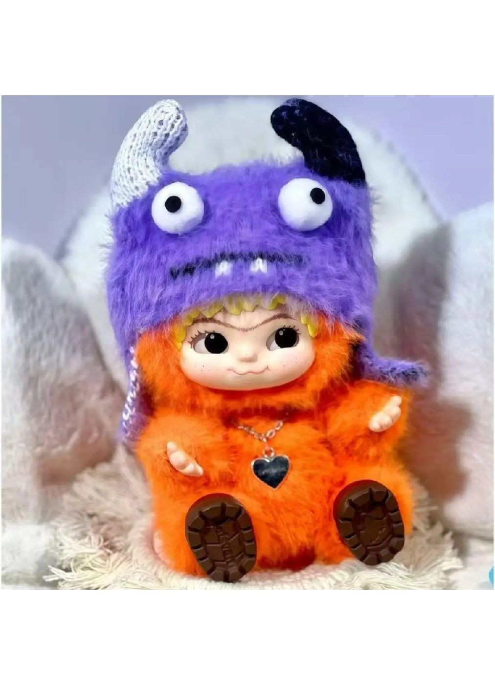 М'яка плюшева іграшка фігурка брелок Вакуку Лабубу з шапочкою петлею для підвішування на рюкзак сумку (481244-Prob) Помаранчева Unbranded (358494934)