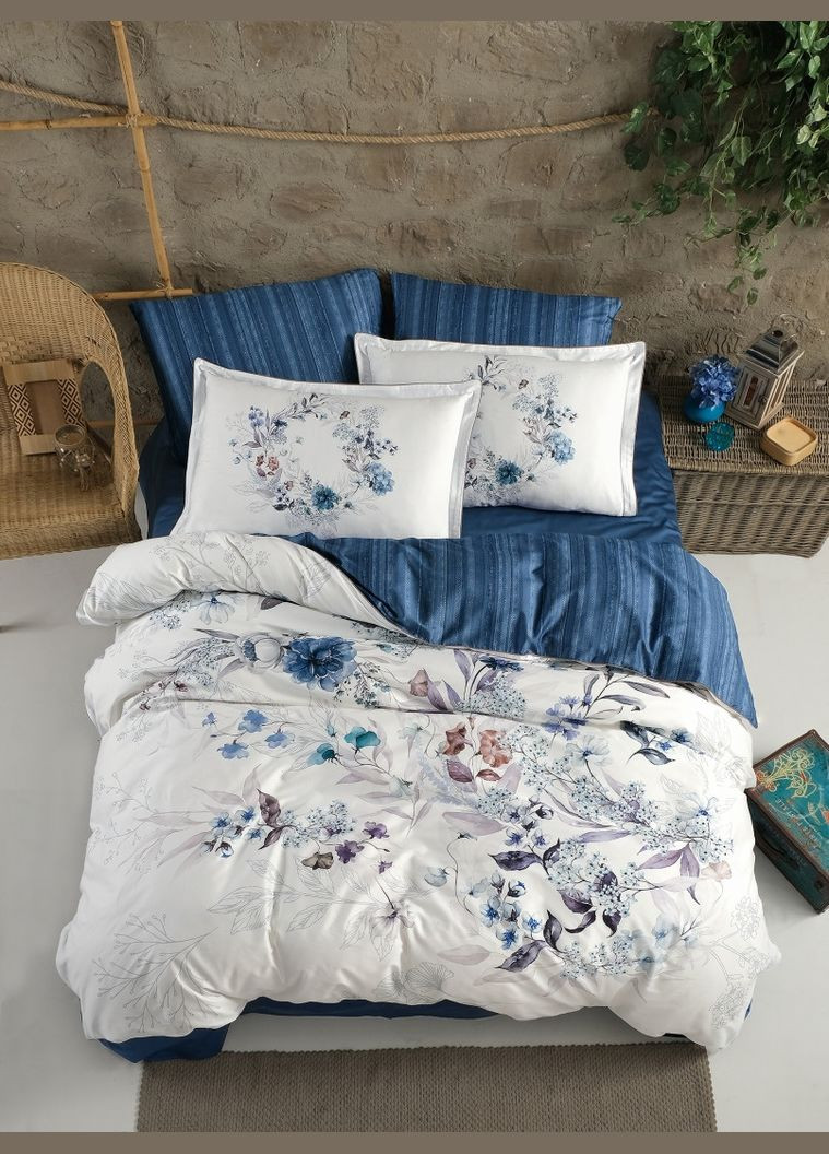 Постельное белье Premium Satin 200×220 Floral Blue La Romano (318387317)