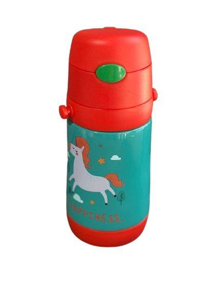Термос-поилка MT-2090-50 детская с трубочкой 350мл Зелено красный Stenson (363831066)