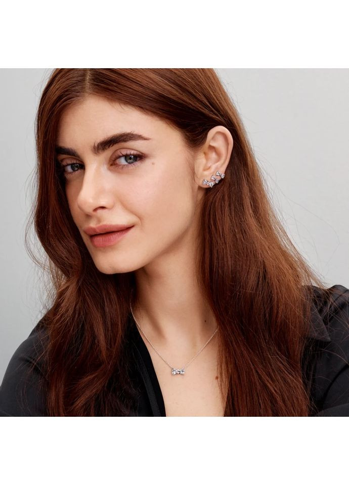 Серебряные серьги "Шарики" Пандора "Искрящийся бант" 293506C01 Kabluchka (355347374)