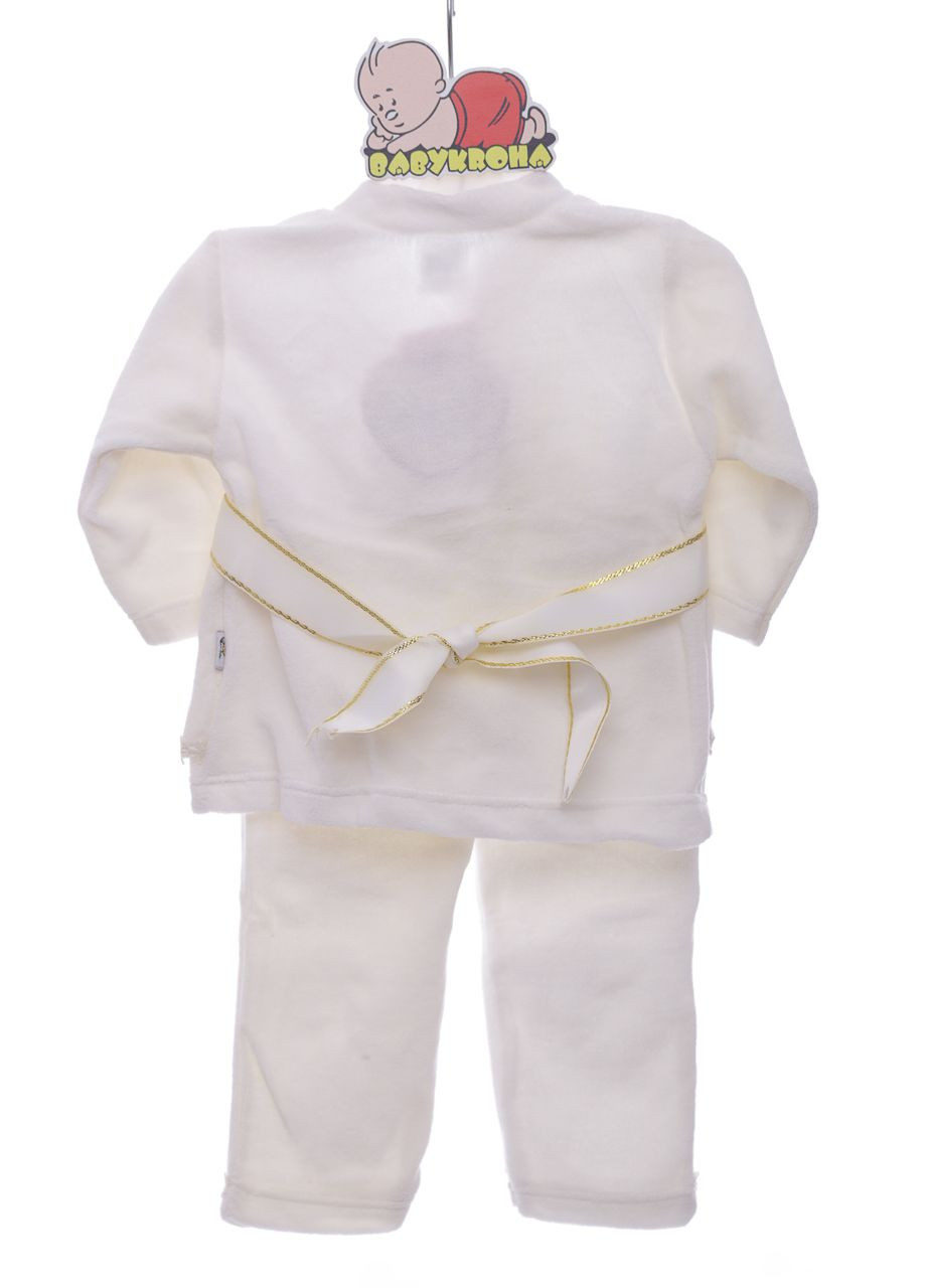 Комбинированный демисезонный костюм с длинным рукавом для девочки велюровый с розами молочный 68 см (37216) BABYKROHA