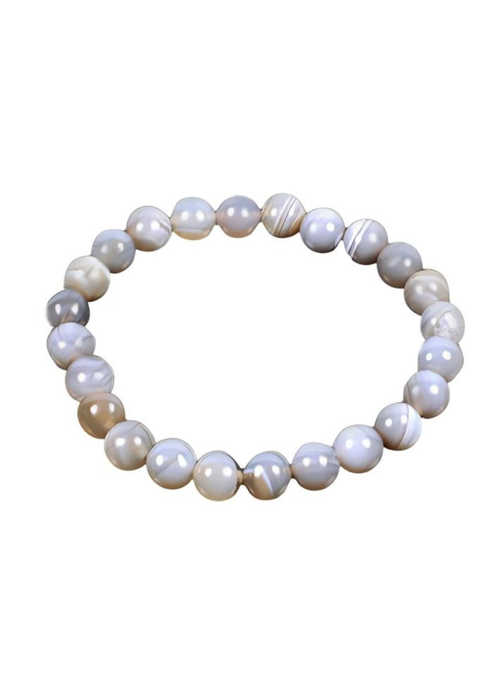 Браслет із сірого мадагаскарського агату 8 мм 18,5 см No Brand (338219506)