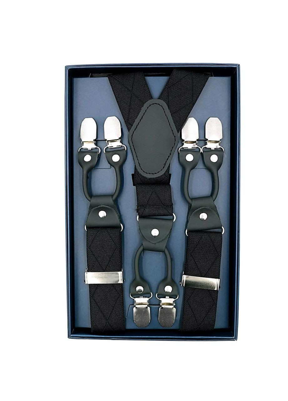 Підтяжки Чорні Y-подібні чоловічі та жіночі класичні підтяжки з металевими затискачами ProDobro (364671978)