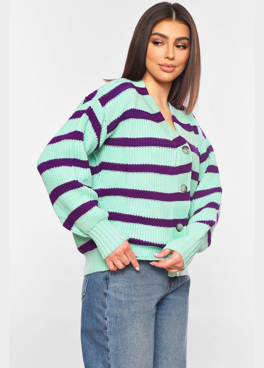 Кардиган жіночий м'ятного кольору з принтом Let's Shop (324992635)