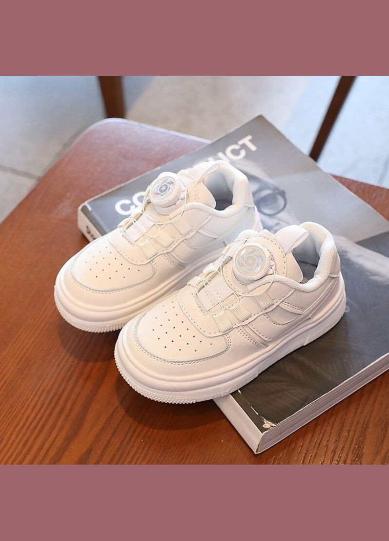 Білі всесезон кросівки дитячі класичні з розумними шнурками ( 21,5см) (17937) Qoopixie