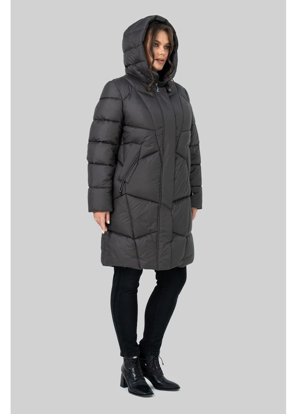 Графитовое зимнее Женское зимнее пальто-пуховик Миллори All Posa (ap102559p) A'll Posa