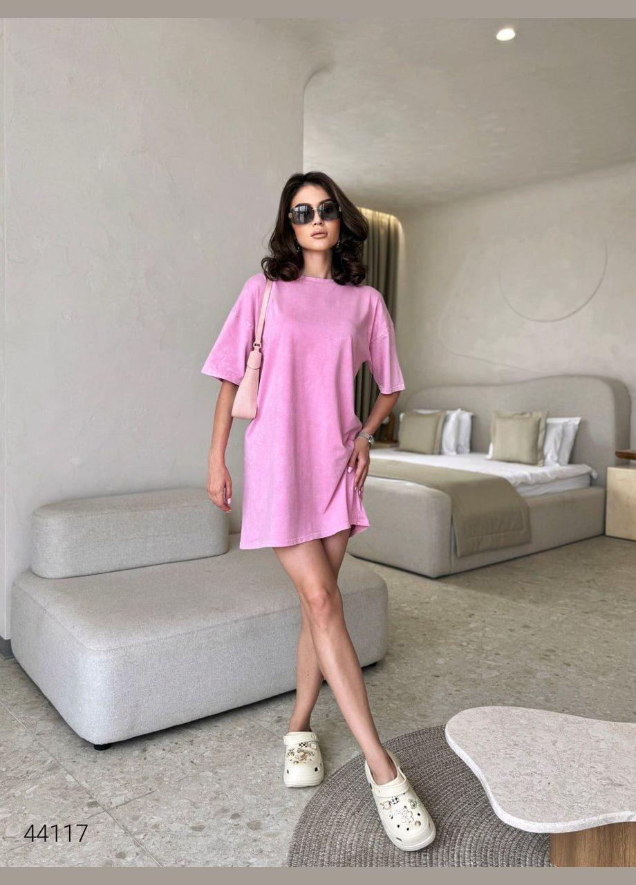 Рожева повсякденний сукня з вивареним ефектом Liton