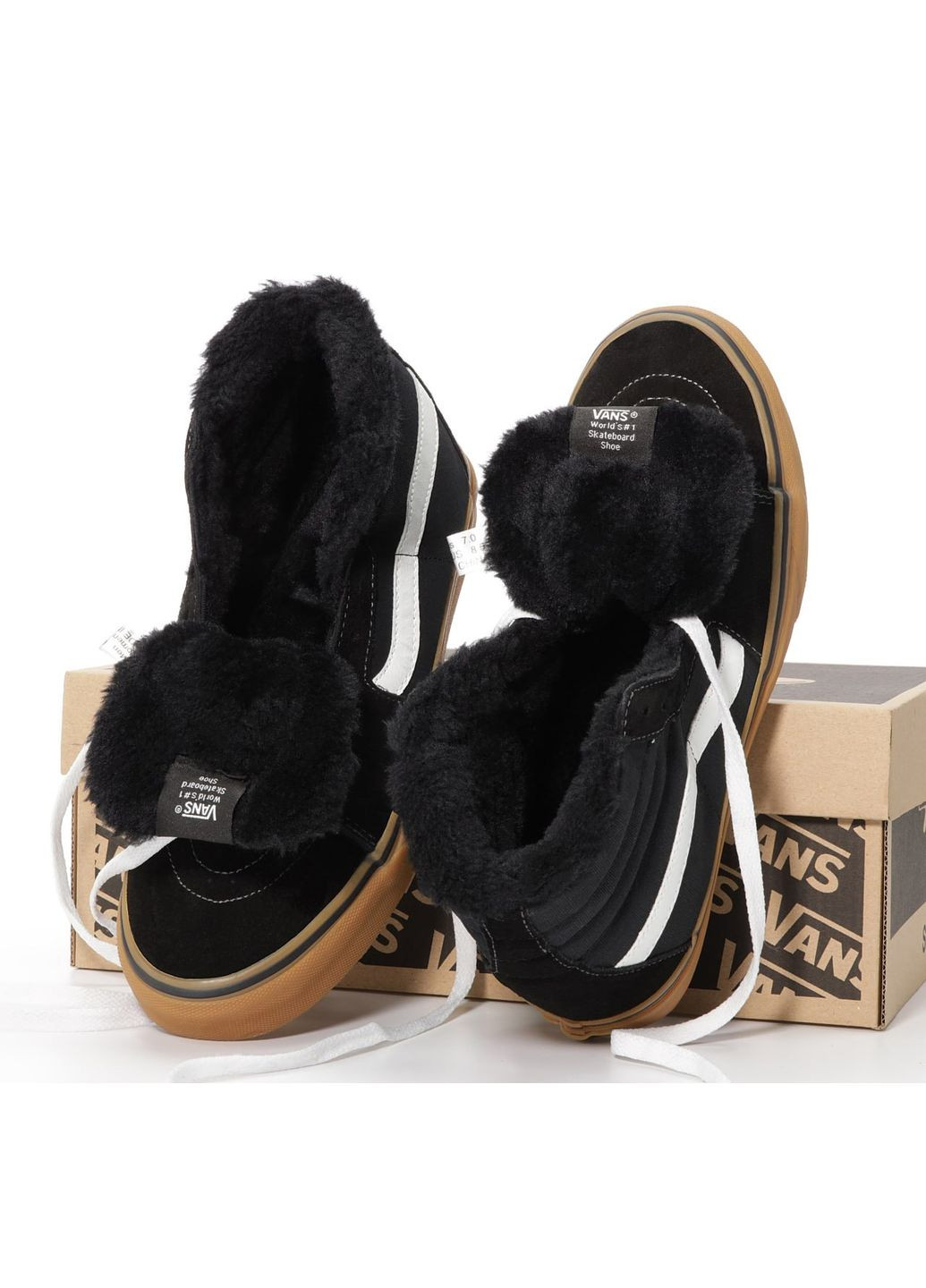 Чорні Зимовий кросівки зимові чоловічі і жіночі vans old skool winter high black fur | ванс олд скул високі чорні з хутром No Brand