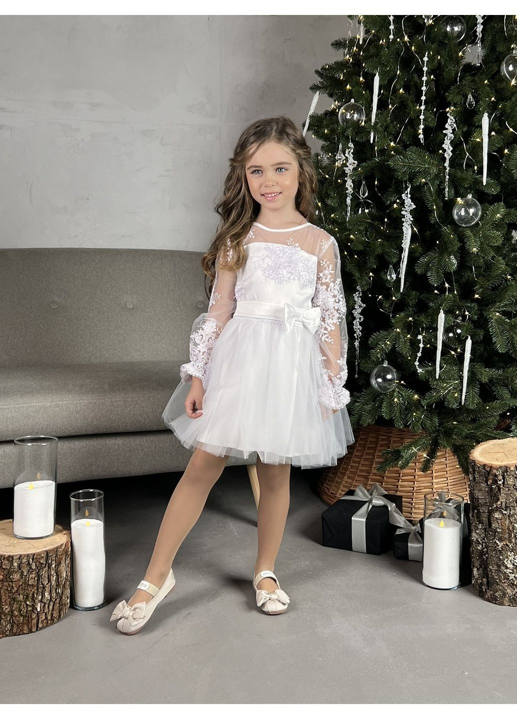 Белое праздничное платье MiChell (365730847)