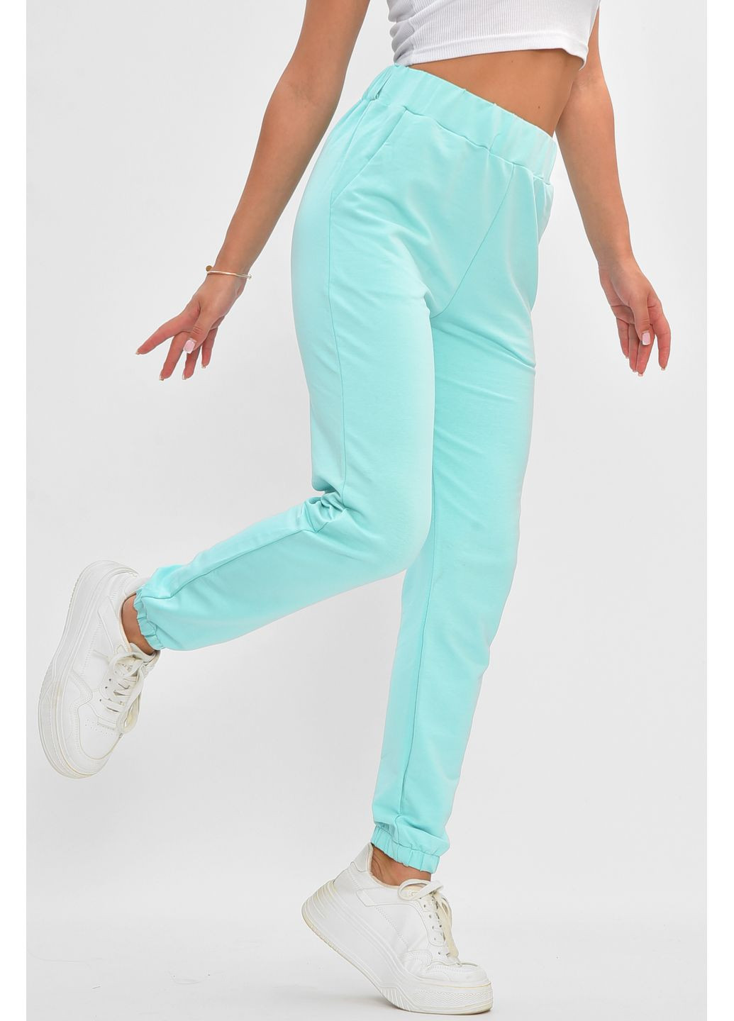 Спортивные штаны женские мятного цвета с поясной сумкой Let's Shop (352476727)