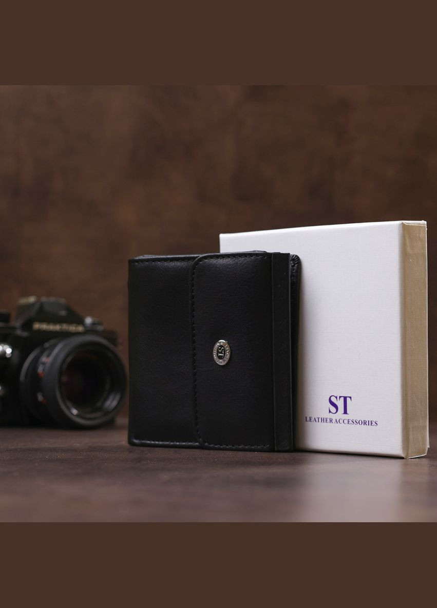 Женский кошелек из натуральной кожи с монетницей 18919 Черный st leather (306881780)